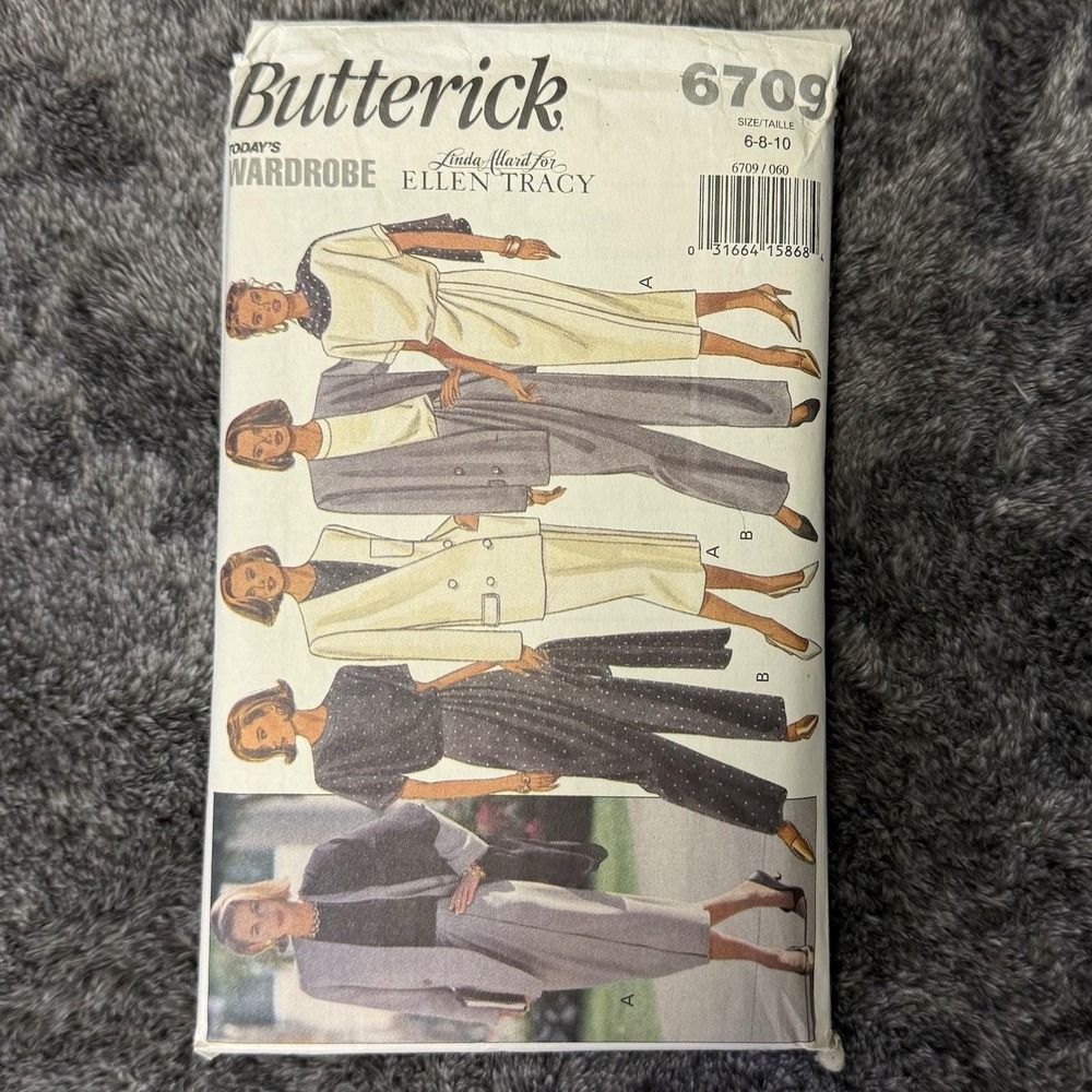 Butterick Pattern#6709 Size 6-8-10 Misses' Jacket Top Skirt Pants Scarf UNCUT/FF